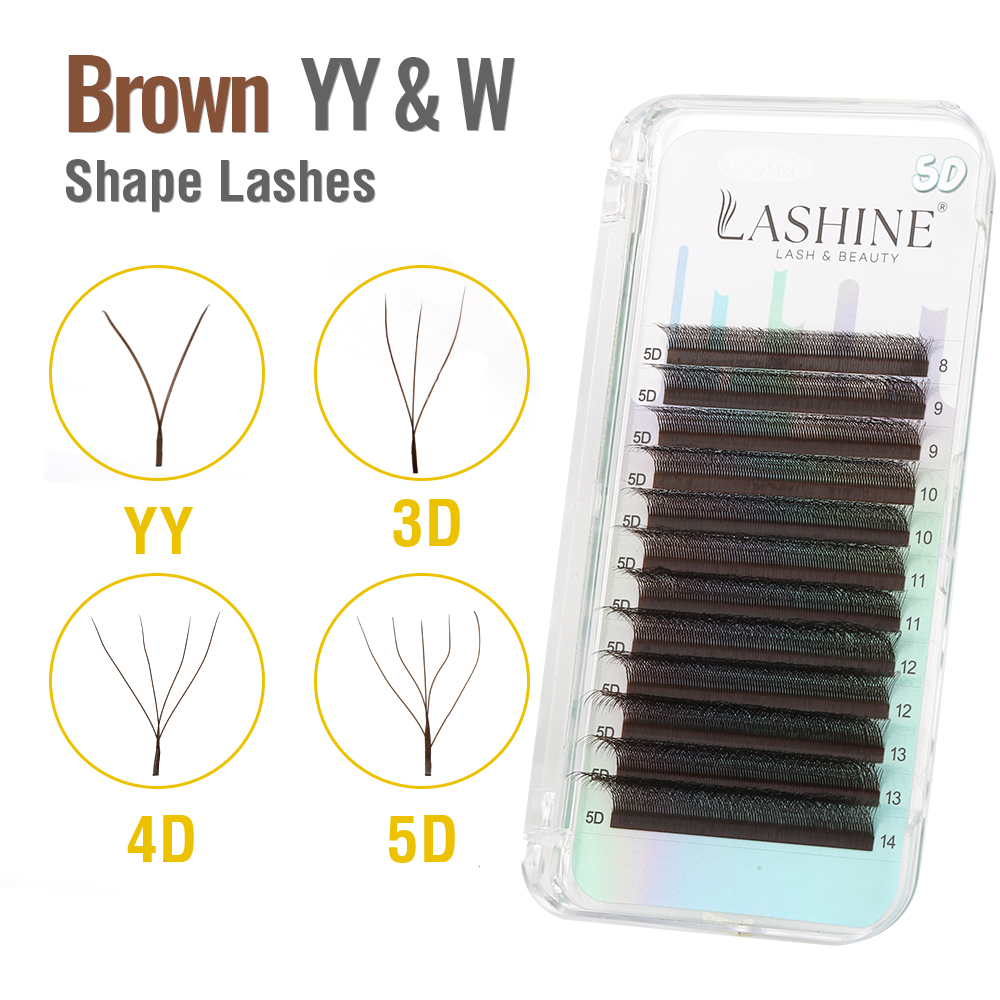 Eyelash Extension Yelix - LASHINE Bruine YY/3D/4D/5D W-vormige voorgemaakte wimperextensions