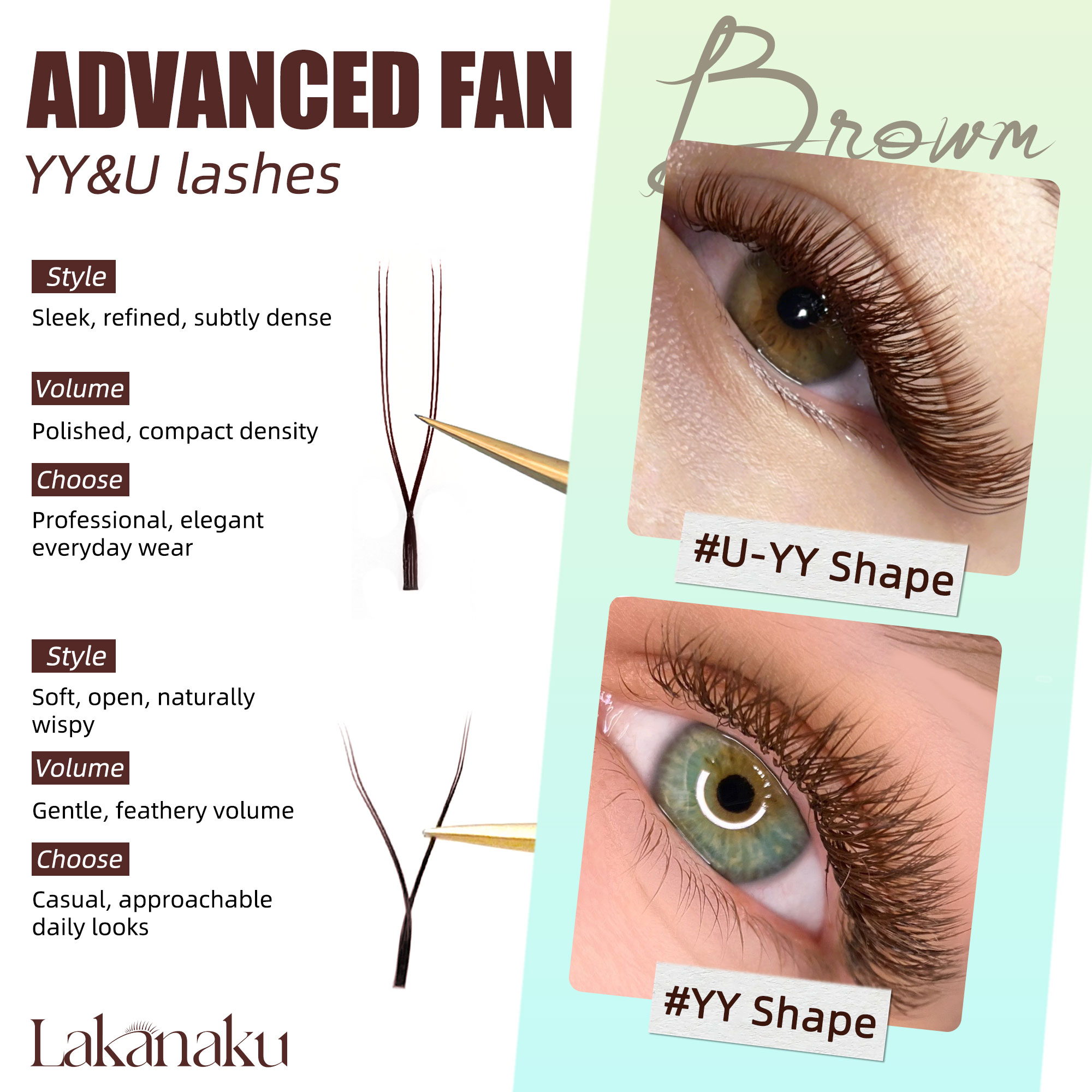 LAKANAKU Donkerbruine U-vormig - Eyelash Extension Yelix recensie en prijs